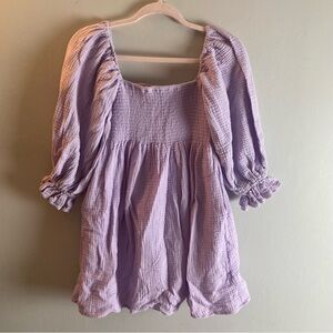 Kourt Robbie Mini Lavender Puff Sleeve Dress